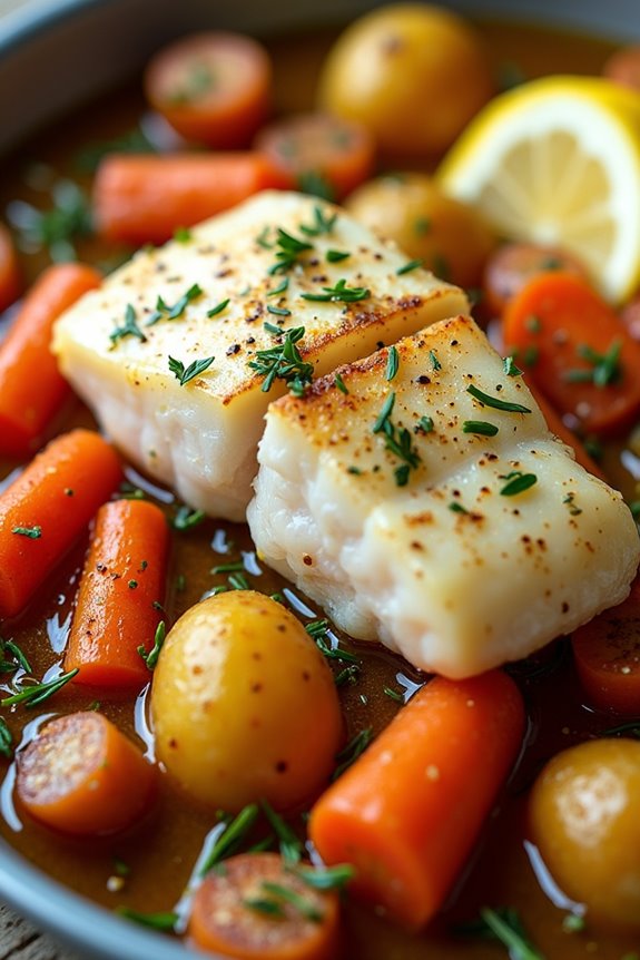 baked cod with root vegetables