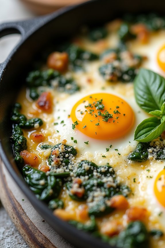 baked eggs with spinach