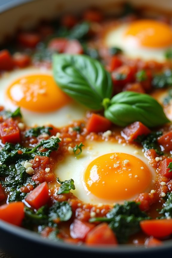 baked eggs with spinach