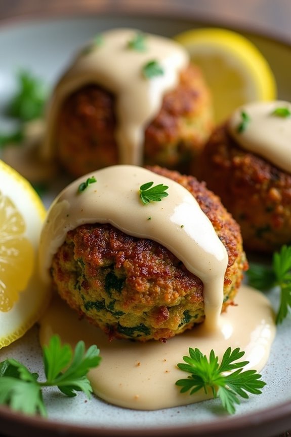 baked falafel with tahini