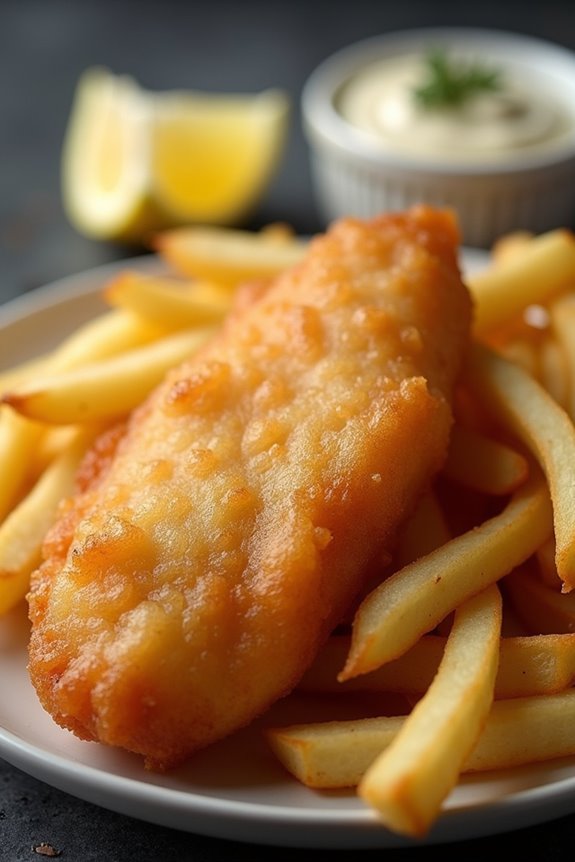 battered fish crispy chips