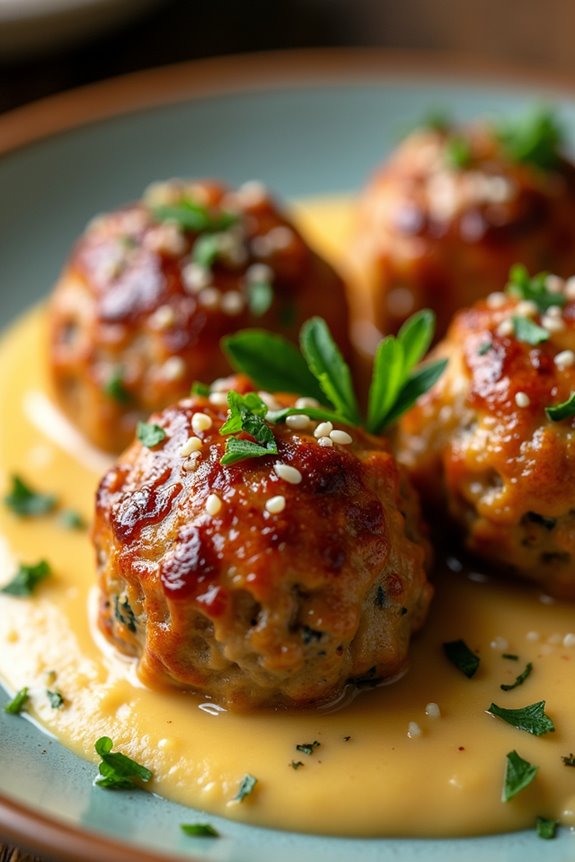 cheesy meatballs with sauce
