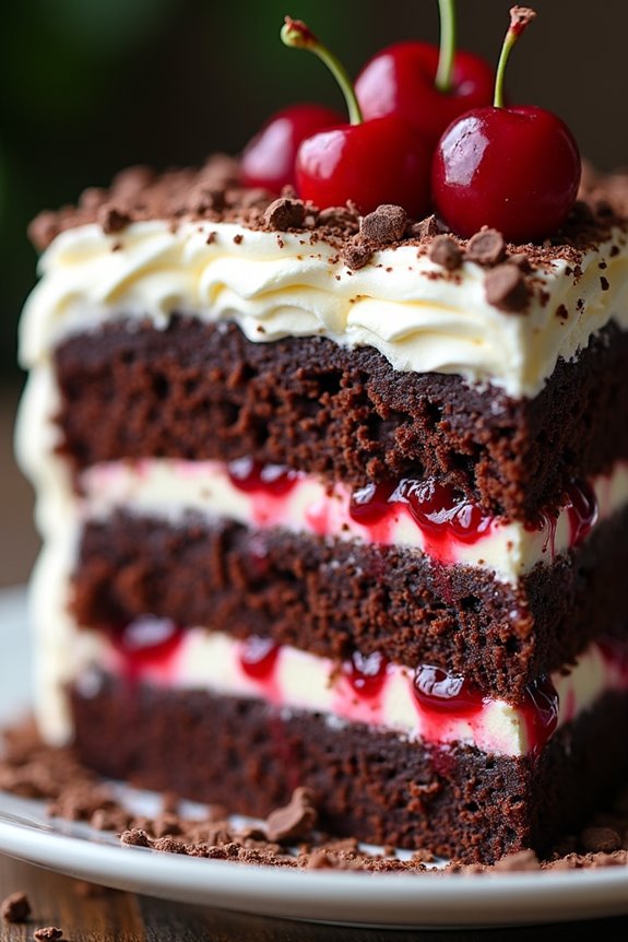 chocolate cherries cream layers