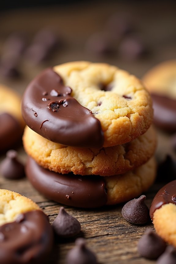 chocolate dipped chewy cookies