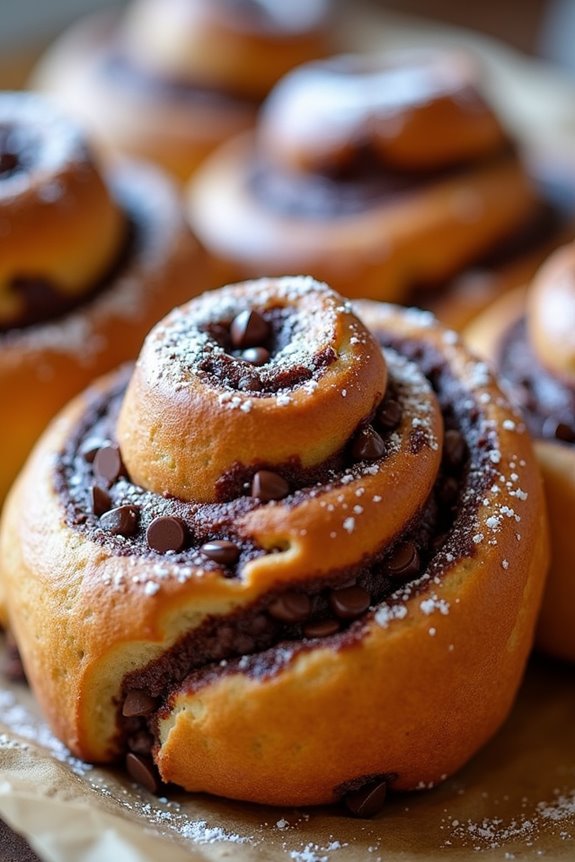 chocolate filled cinnamon buns