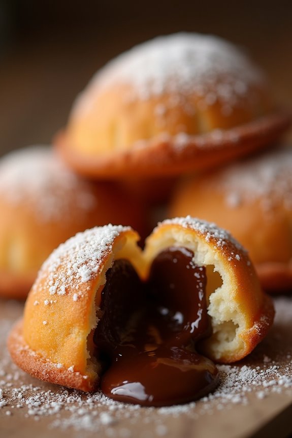 chocolate filled portuguese doughnuts