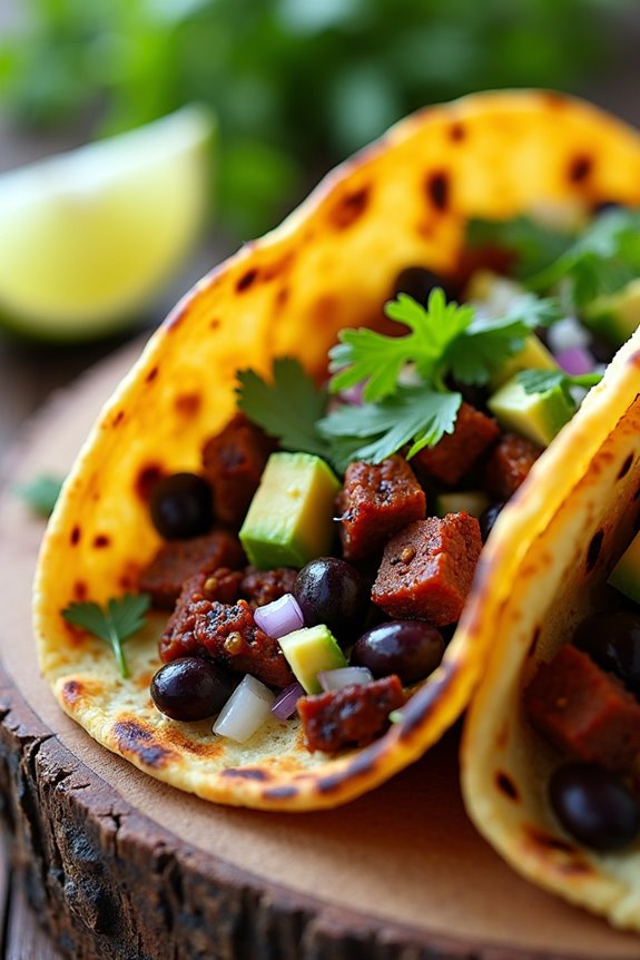 chorizo and black bean tacos