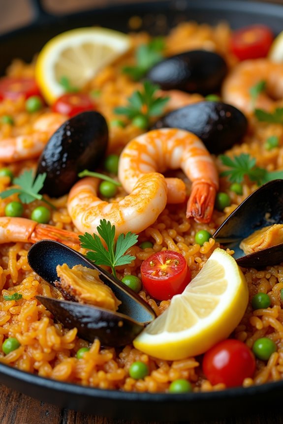 colorful seafood rice dish