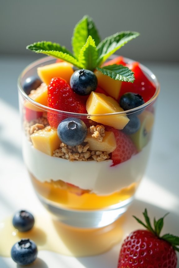 colorful yogurt fruit parfait