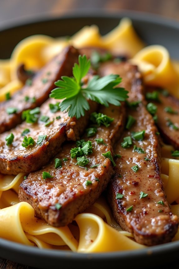 comforting beef stroganoff dish