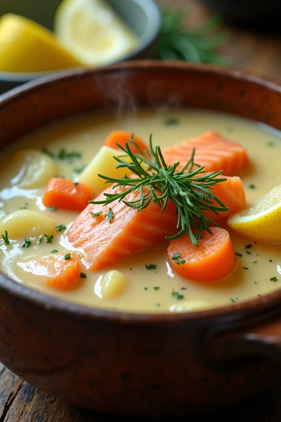 comforting creamy salmon soup