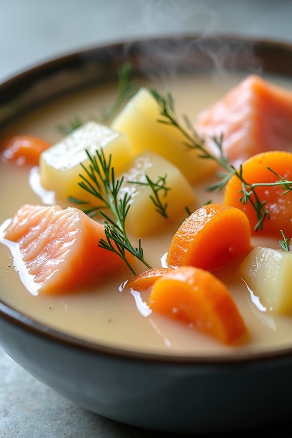 comforting creamy salmon soup