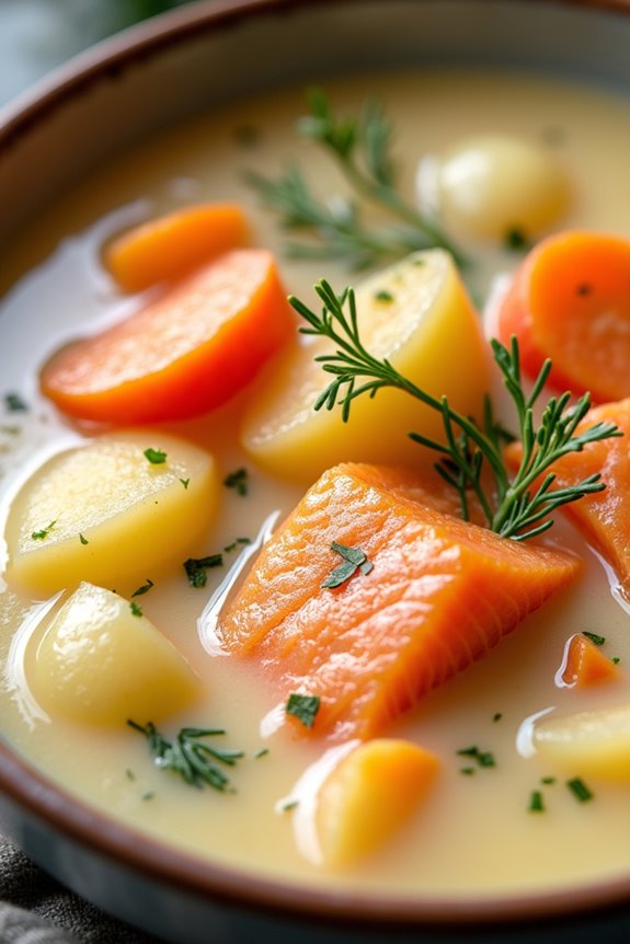 comforting creamy salmon soup