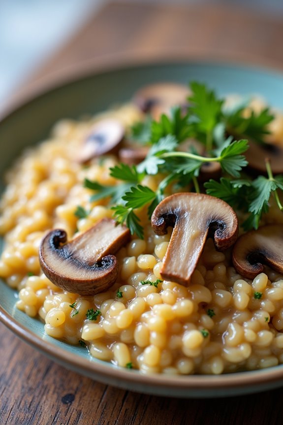 creamy mushroom barley risotto