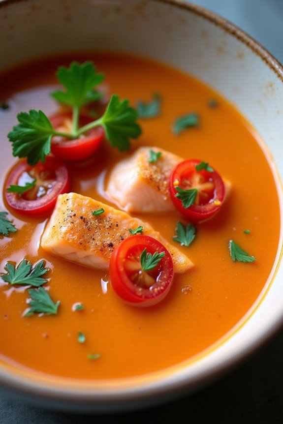 creamy salmon tomato bisque