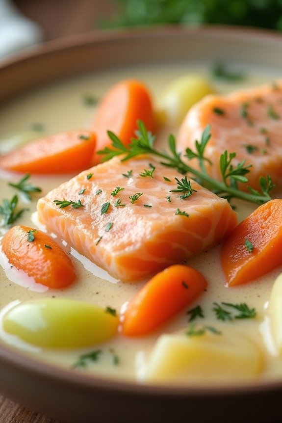 creamy salmon vegetable chowder