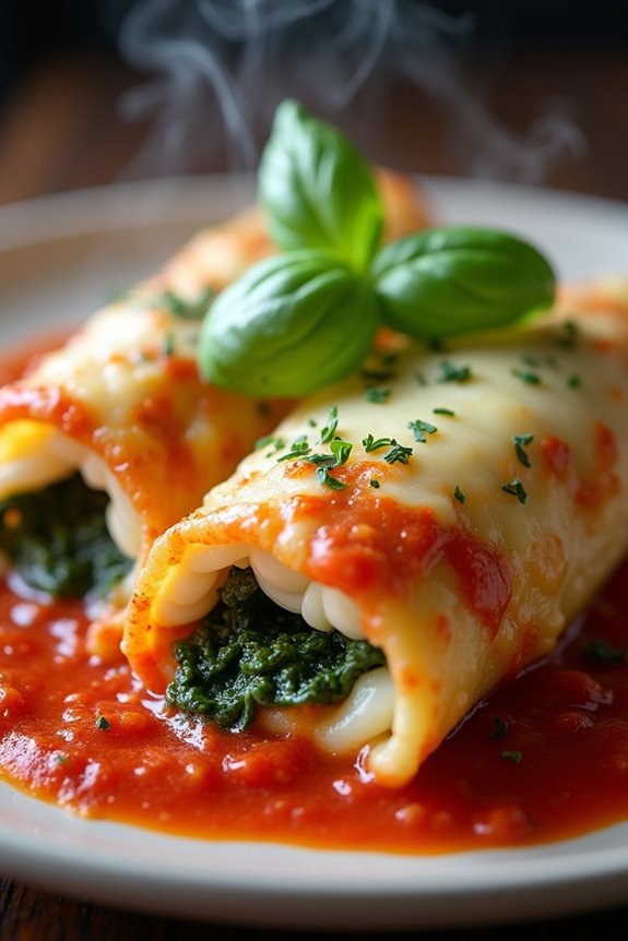 creamy spinach ricotta cannelloni