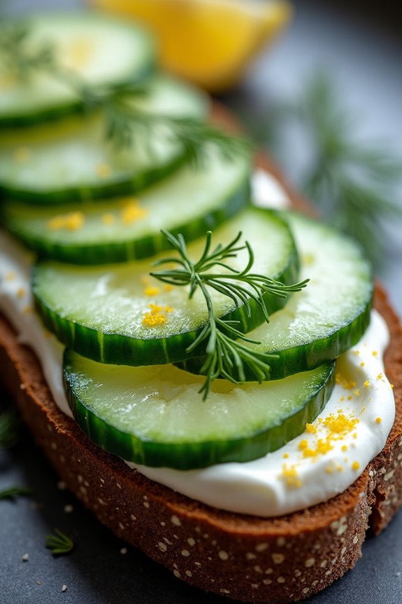 crisp cucumber creamy cheese