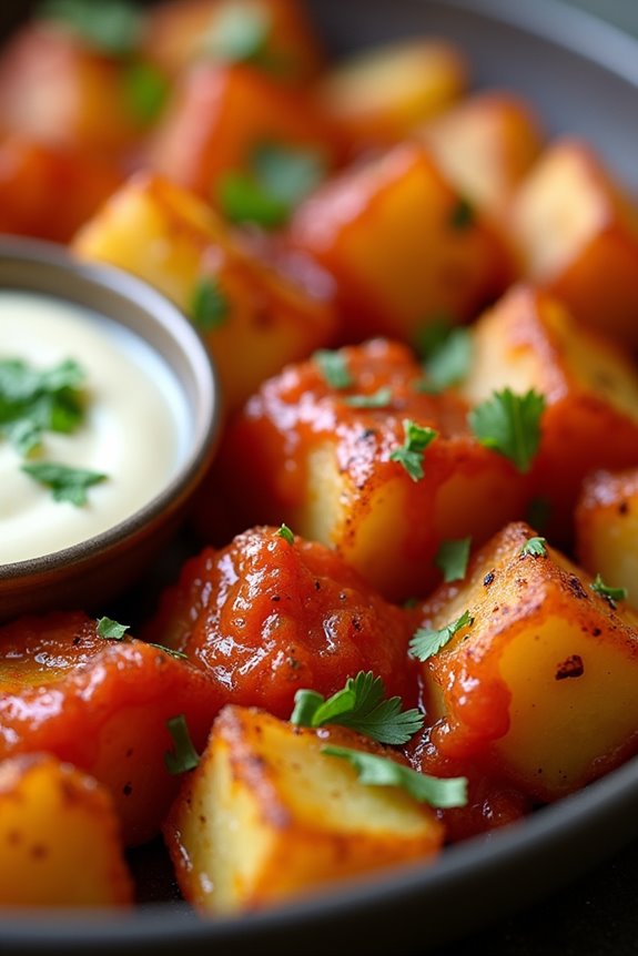 crispy potatoes with sauce