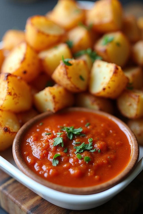 crispy potatoes with spicy sauce