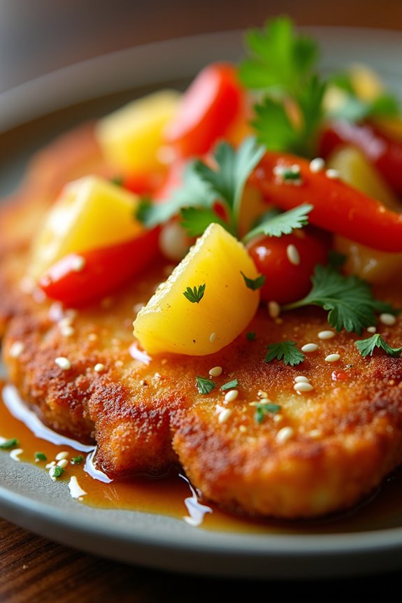 crispy schnitzel with tangy sauce