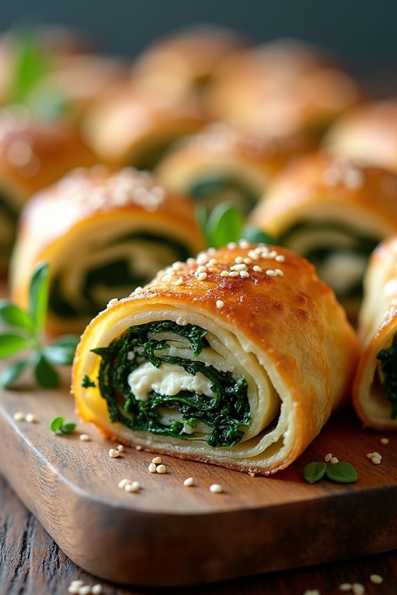 crispy spinach feta rolls