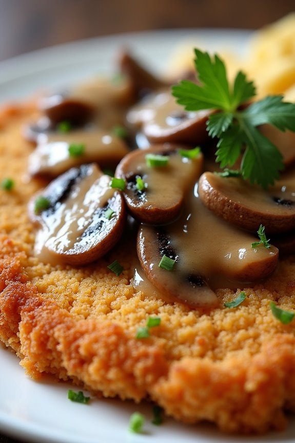 crispy veal with mushroom sauce