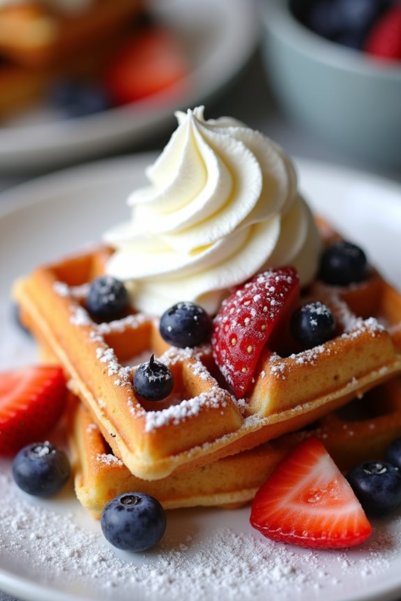 crispy waffles with cream