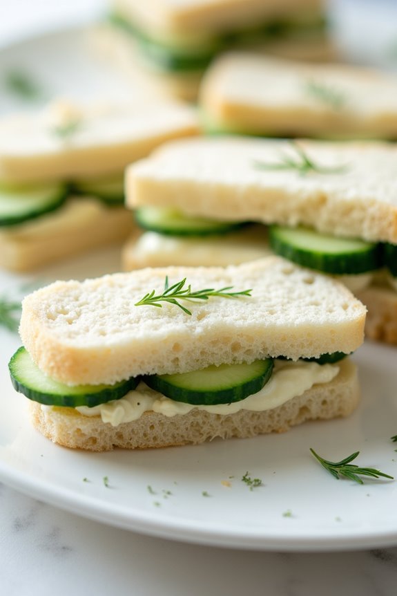 delicate crustless cucumber sandwiches