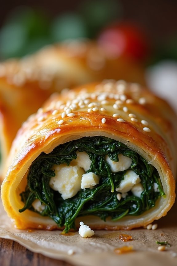 delicious vegetarian spinach strudel