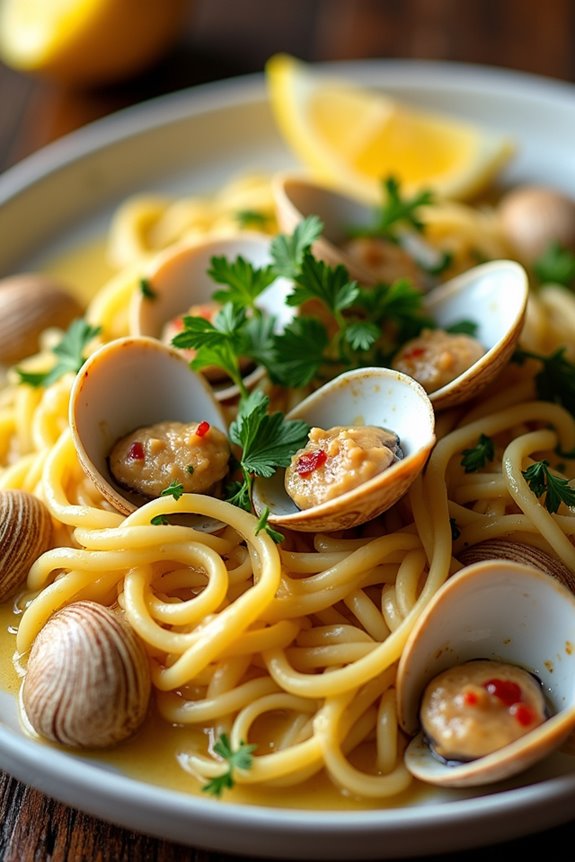 elegant clams and linguine