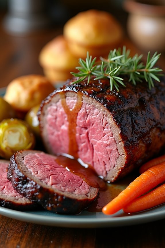 family gathering around roast