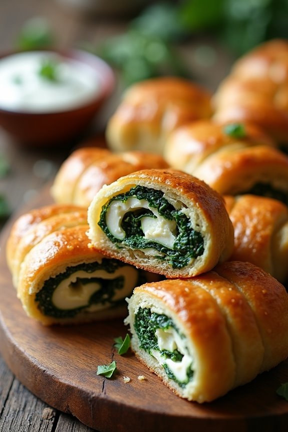 feta spinach pastry rolls