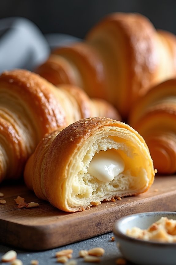 flaky almond cream croissants