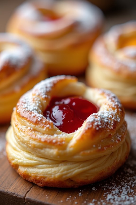 flaky layered filled pastries