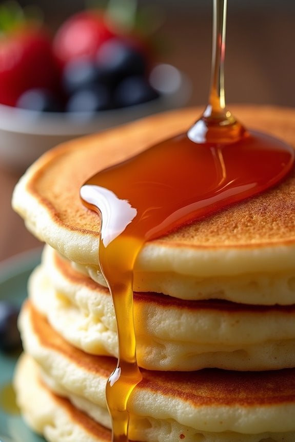 fluffy pancakes with syrup