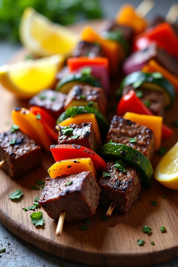 grilled lamb vegetable skewers