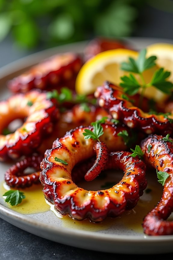 grilled octopus with lemon