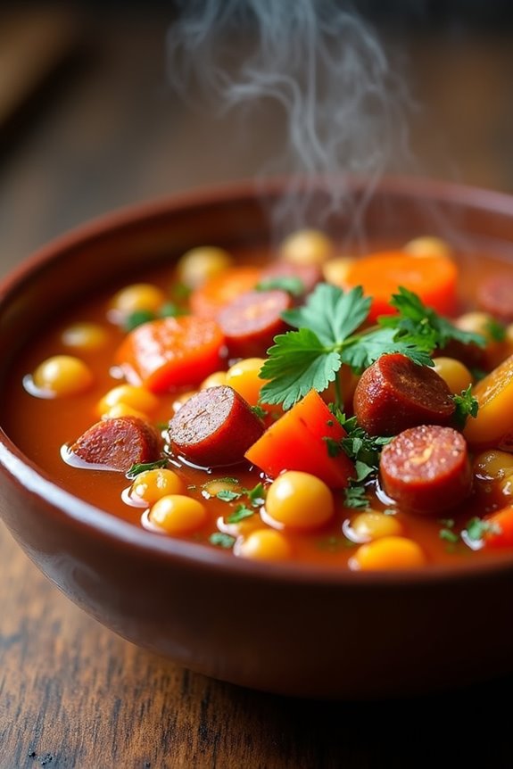 hearty chorizo chickpea stew