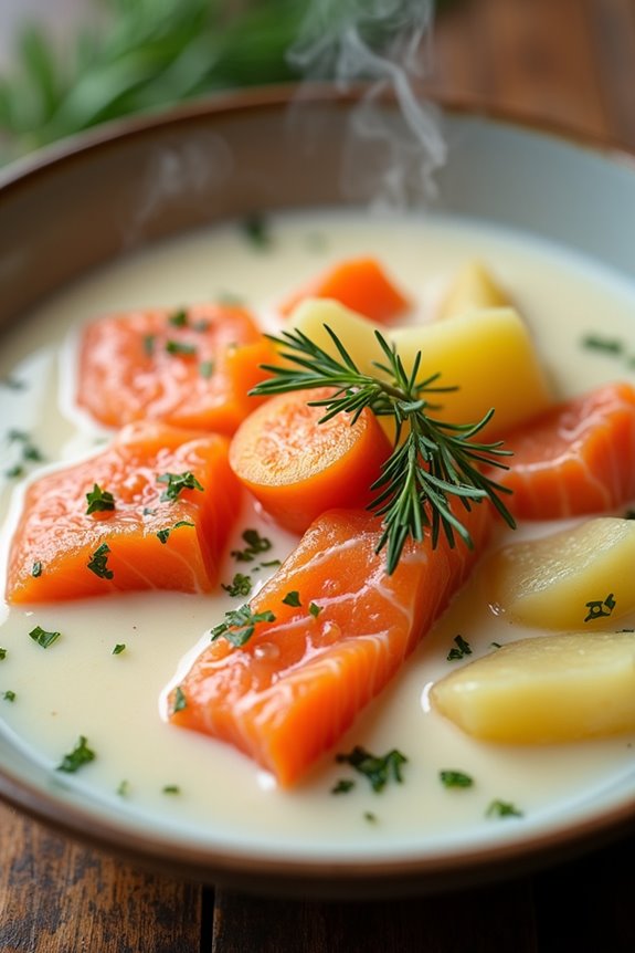 hearty creamy salmon soup
