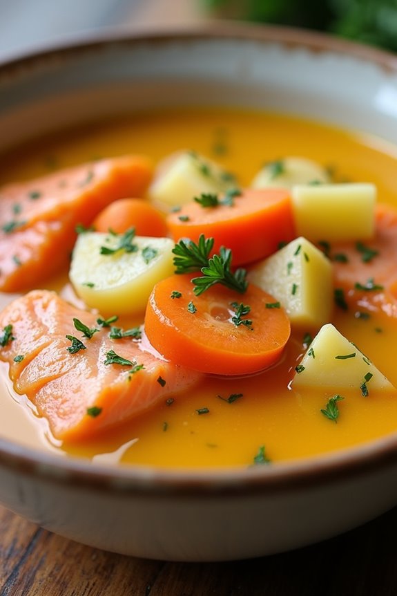 hearty salmon carrot soup