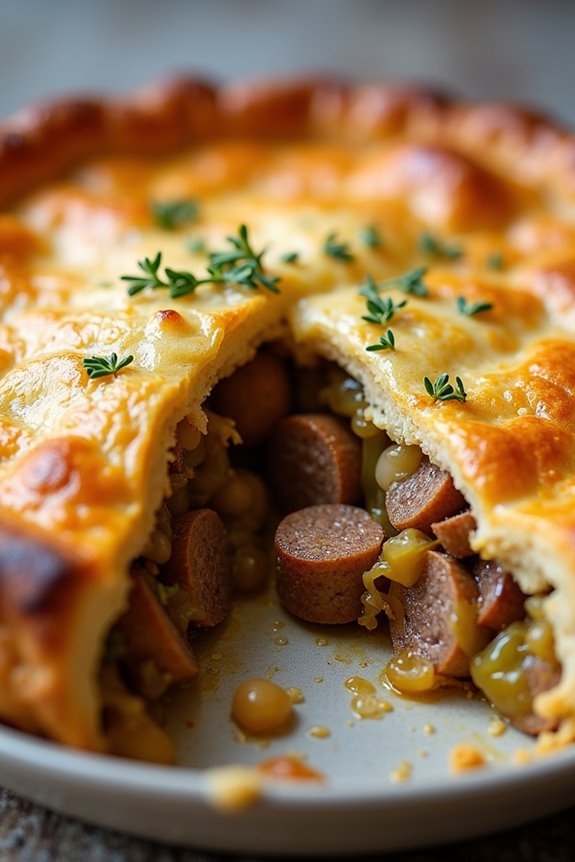 hearty sausage leek pie