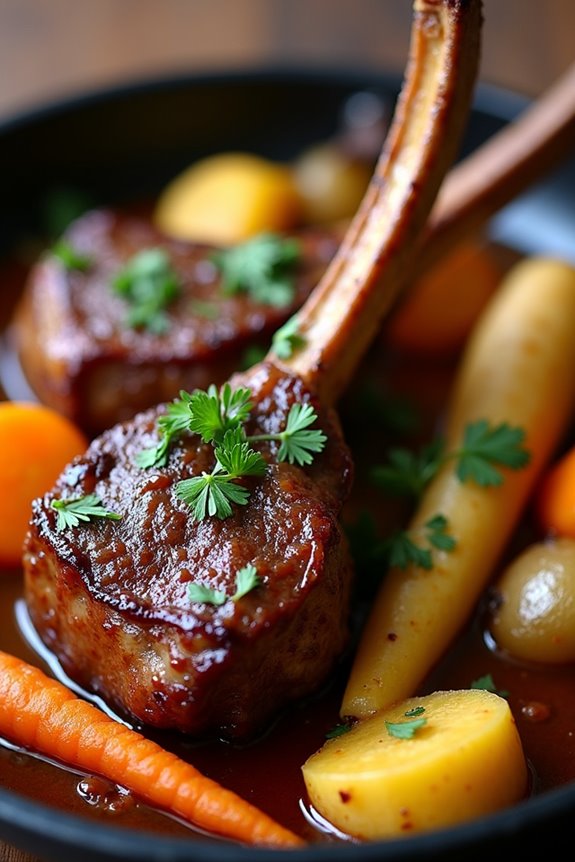 hearty slow cooked lamb shanks