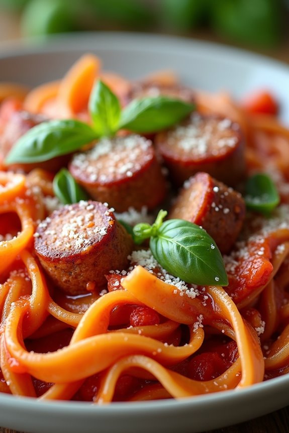 hearty spicy sausage pasta