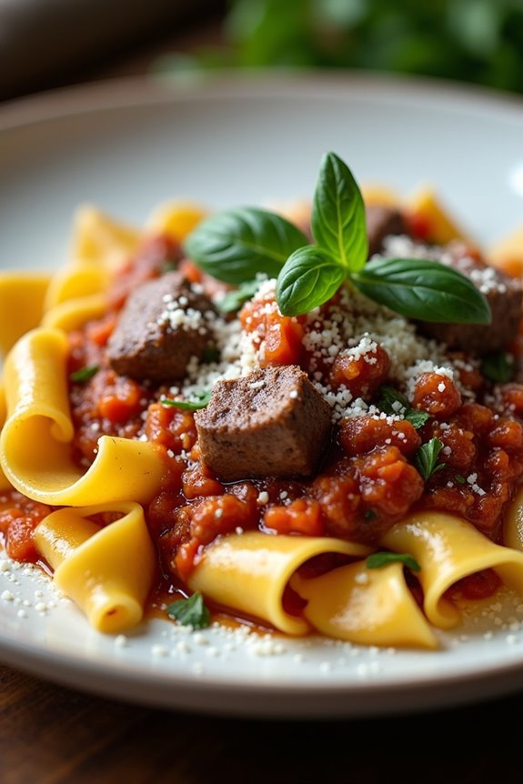 herb infused lamb pasta dish