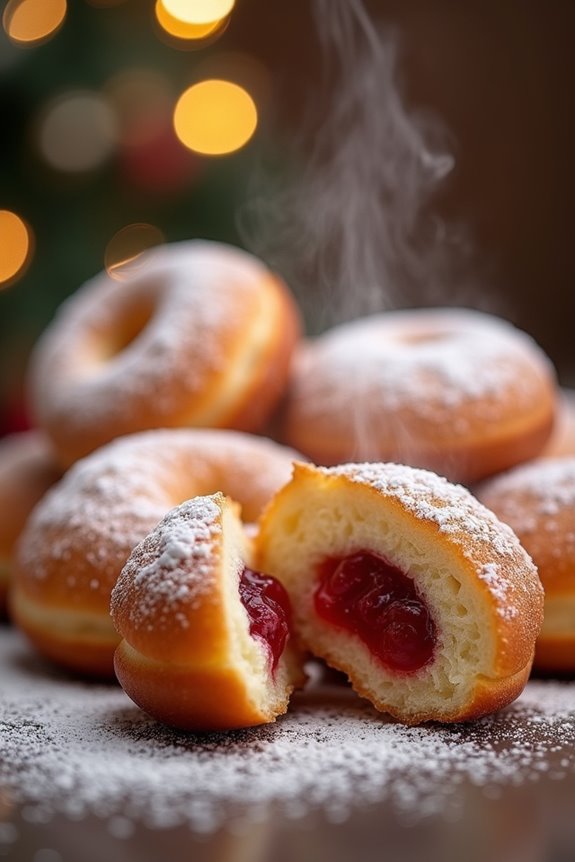 jam filled festive doughnuts