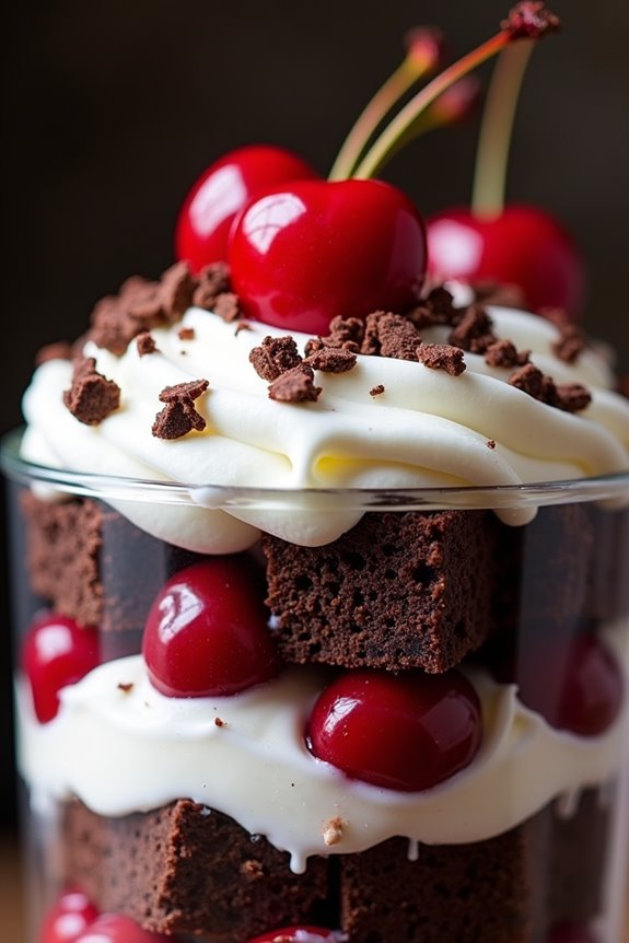 layered chocolate cherry dessert