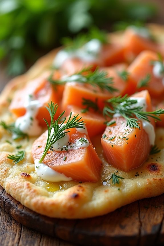 lemon dill salmon flatbread