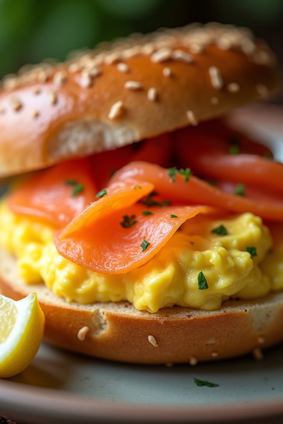 luxurious smoked salmon bagel