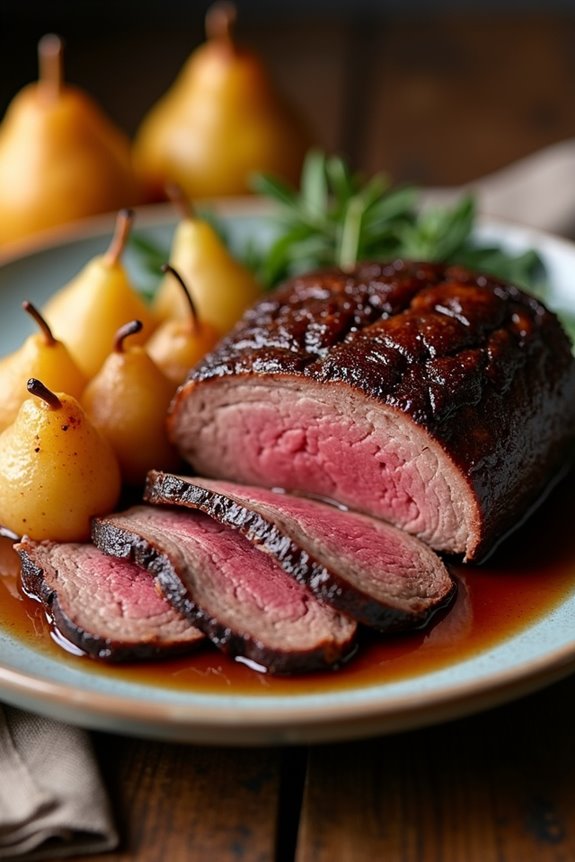 marinated beef with pears